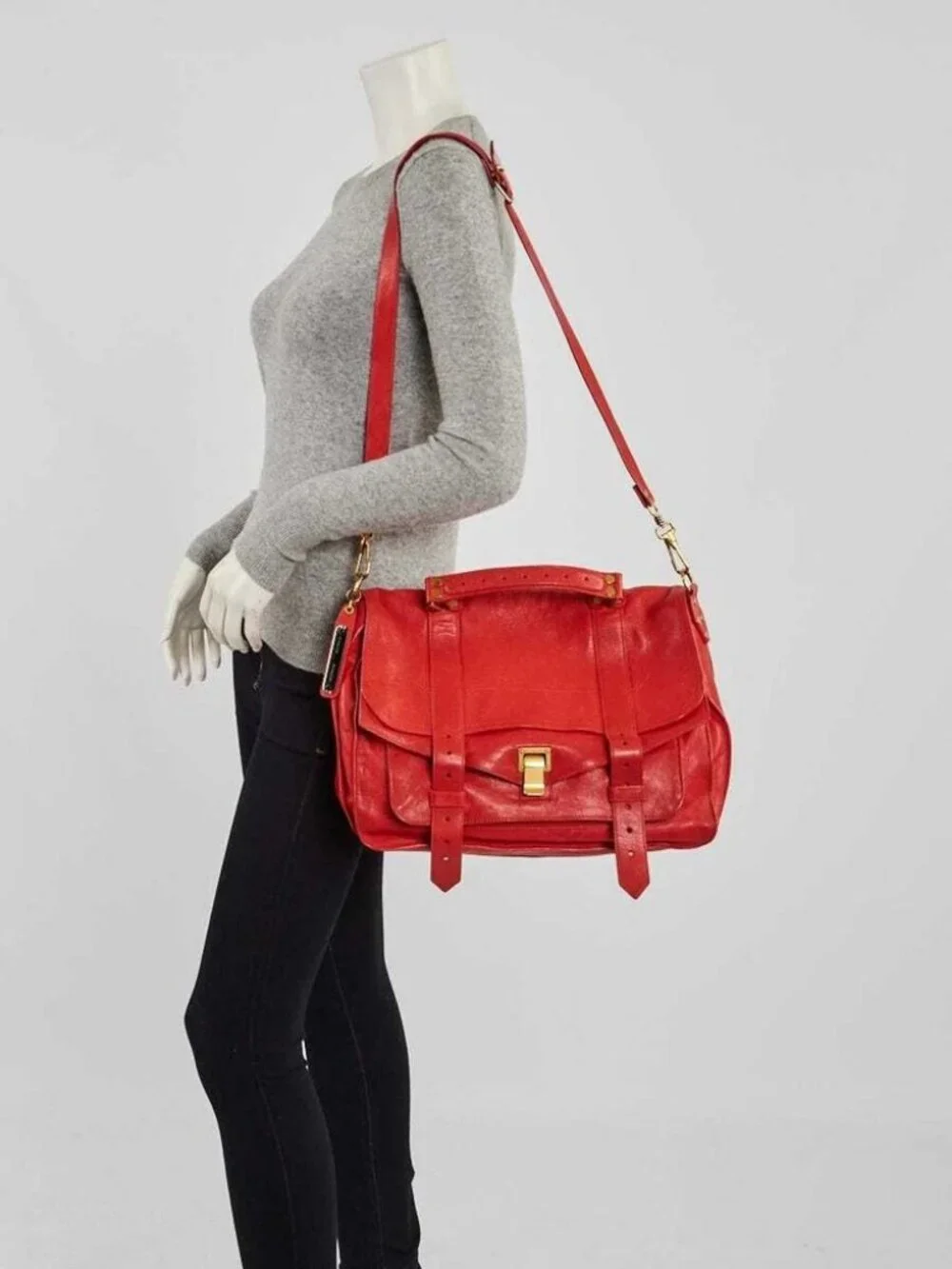 Proenza Schouler Red Leather Large PS1 Satchel Bag